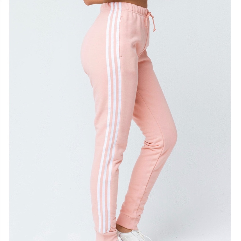 Pink Adidas 3-stripe Sweatpants